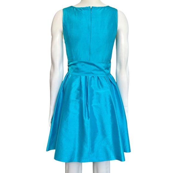 Kensie Cyan Blue Silk Fit And Flare Dress S - Picture 4 of 6
